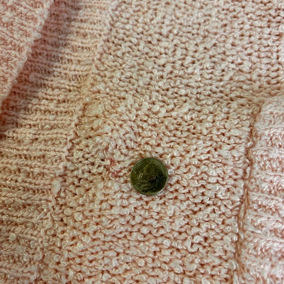 🌸”Karen Scott Vintage Baby Pink Nubby Knot Open Front Cardigan w/ Pockets Size L - Picture 10 of 17